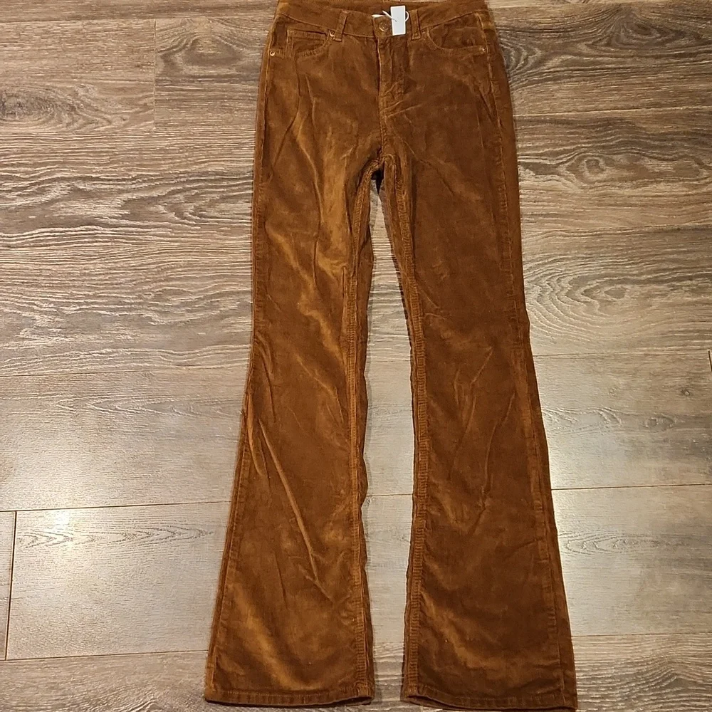 ❤️ NWT! ANTONIO MELANI ARIA HIGH RISE FLARE CORDUROY PANTS / JEANS In SEPIA, 2
